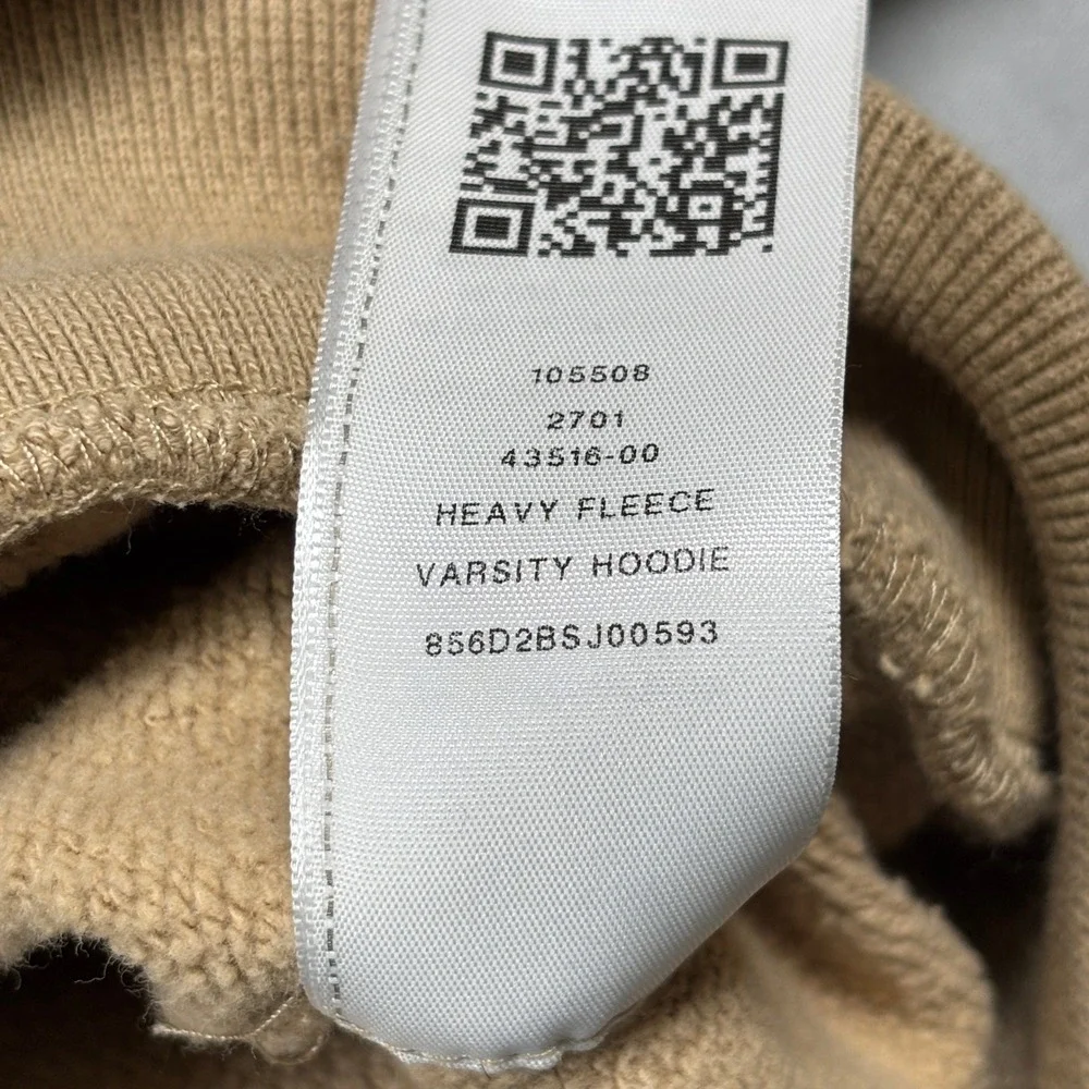 True Religion Varsity Hoodie Mens XL Tan Snap Front Chenille Logo Jacket Hoodie